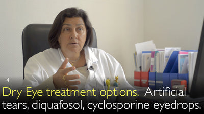 Dry Eye treatment options.  Artificial tears, diquafosol, cyclosporine eyedrops. 4